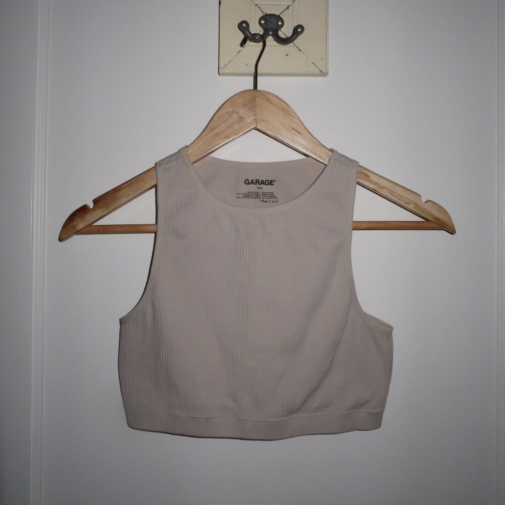 Garage ribbed tank top in taupe